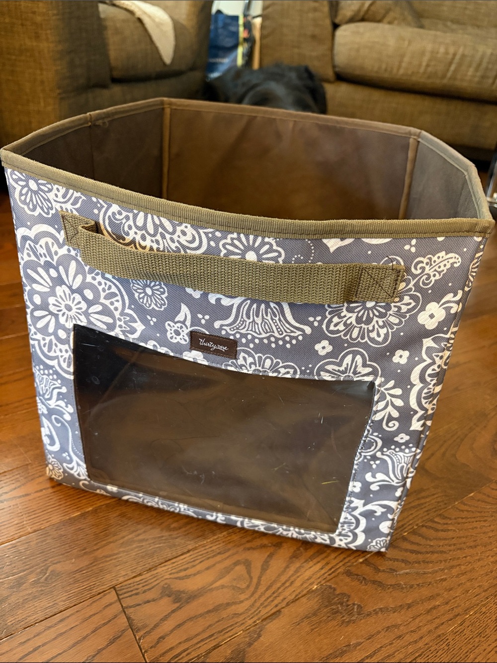 Thirty-one Storage Cube - Gray Floral Clear Label Window
